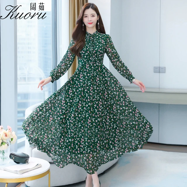 Green Size 4XL Women Long Sleeve Dress 
