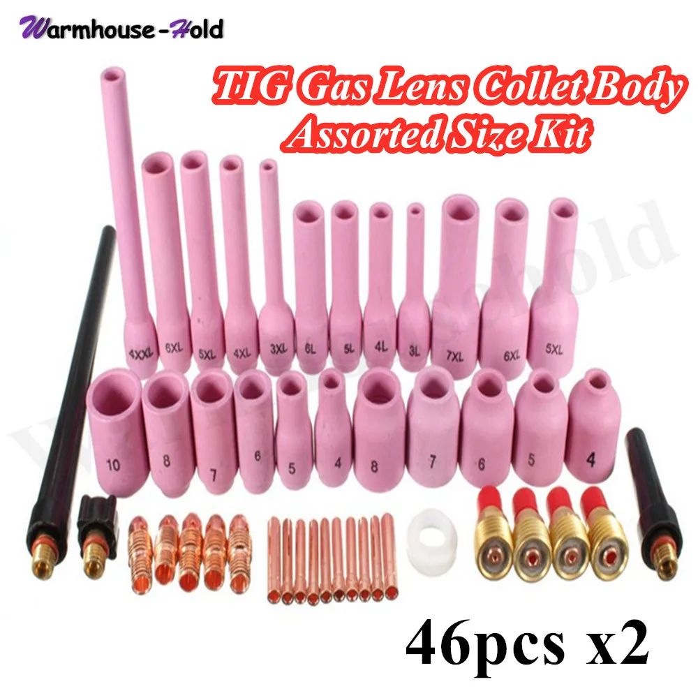 

92Pcs TIG Gas Lens Collet Body Assorted Size Kit For TIG Welding Torch SR WP9 20 25 TIG Torches Argon Arc Welding Accessories