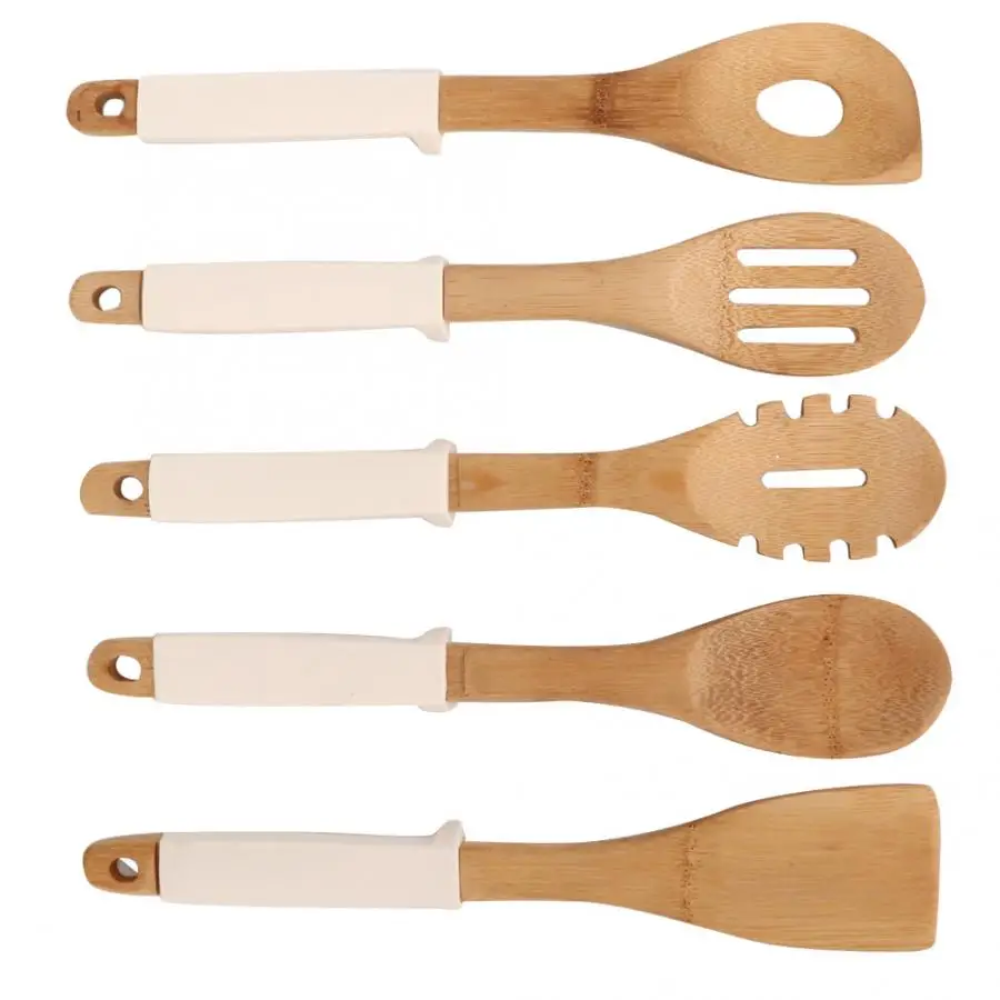 32CM Spatula Set Kitchen Bamboo Non stick Spatula Insulated Silicone