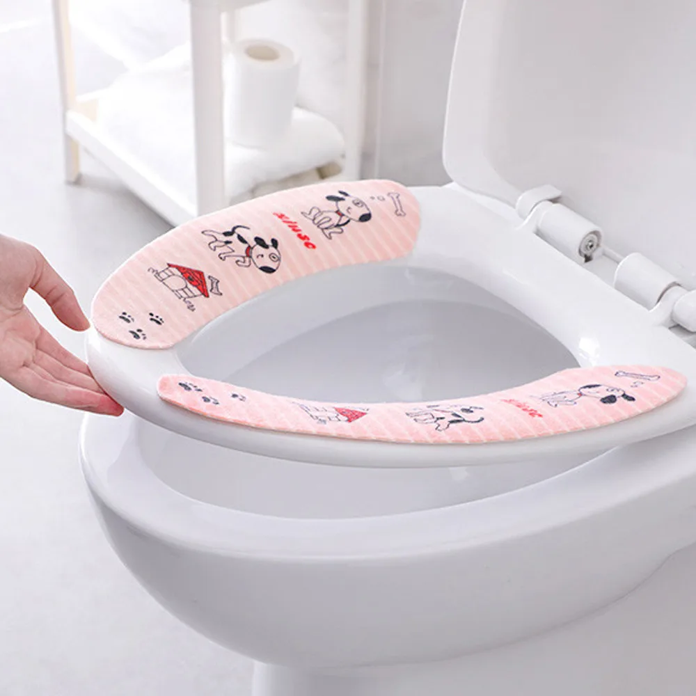 3 Pair Winter warm toilet seat Magic Sticker Bath Warmer Wc Closestool Washable Soft Seat Cover Pads Washable toilet seat cover