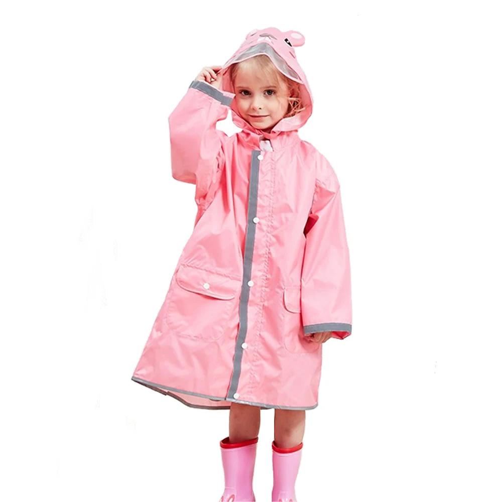 

Eco-friendly Children fasion long raincoat with Schoolbag hidden position