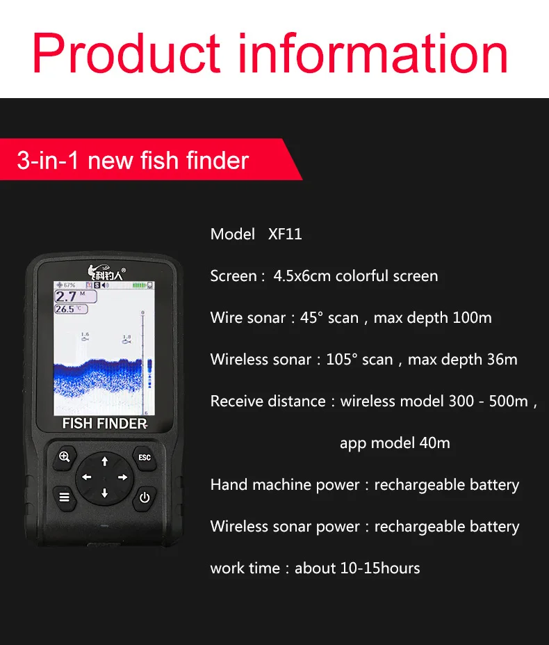  Wireless Fish Finder Detector Portable Lake Bluetooth Phone Fish Finding Sensor Fishing Accessory