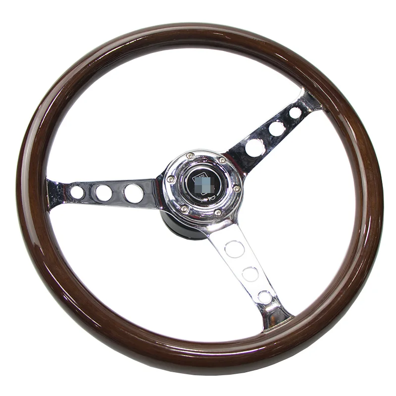 14 inch car steering wheel classic solid wood  modified racing steering with base adapter qiuck release