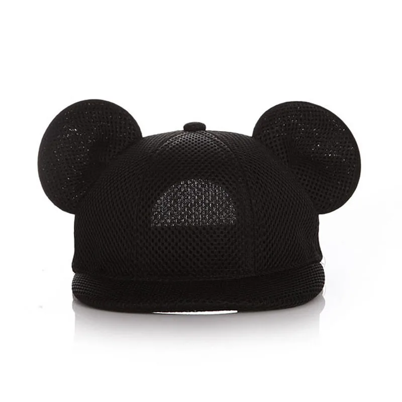 Baby Mesh Cartoon Cap Summer Adjustable Baby Sun Hat With Ears Baseball Cap For Children White/black For 2-4 Years