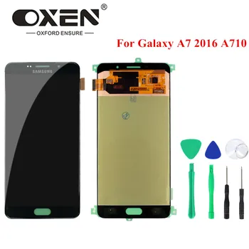 

OXEN 5.5'' LCD for Samsung Galaxy A7 2016 A710 A710F LCD Display Touch Screen Digitizer Assembly Replacement 100% Tested+Tools