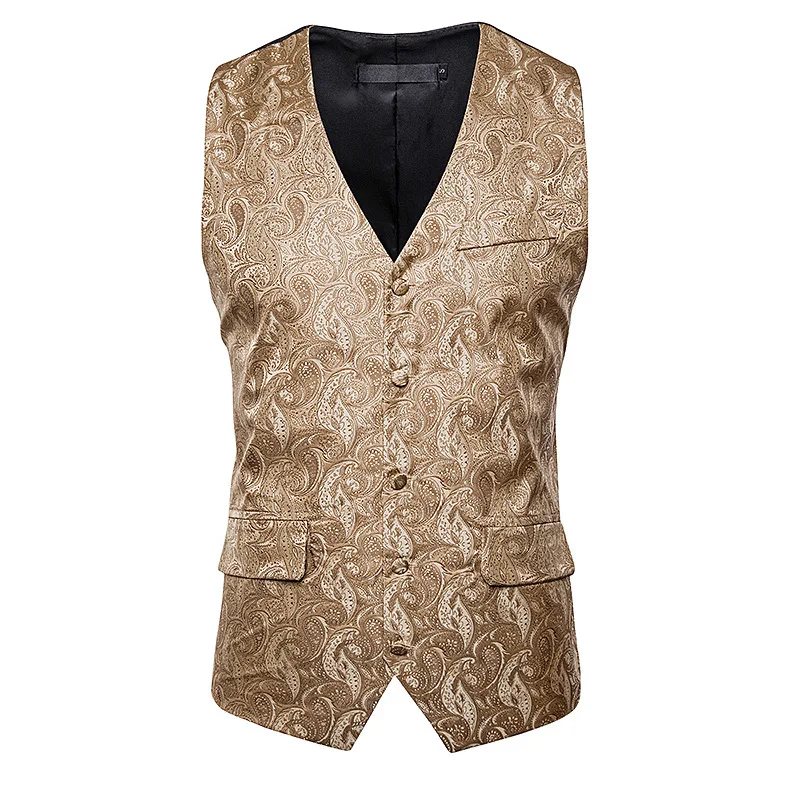 Autumn And Winter New Style Men Printed Double Pocket Single Breasted Vest Casual Vest Coat