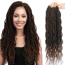 Synthetic Crochet Hair Curly Wavy Senegalese Twist 18inches  Crochet Hair Braids Wavy Ends Hair Extension Braiding Hair