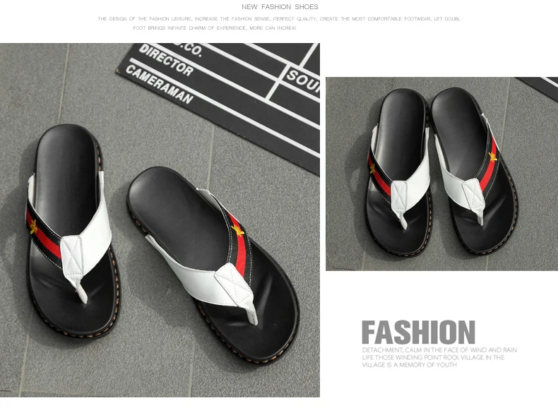 YEINSHAARS High Quality Genuine Leather Brand Slippers Men Summer Beach Sandals Designer Flip Flops Breathable Non-slip Slides