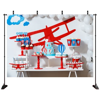 

Photography Backdrop Baby 1st Birthday Party Air Balloon Aircraft Background photo studio photo booth photo call