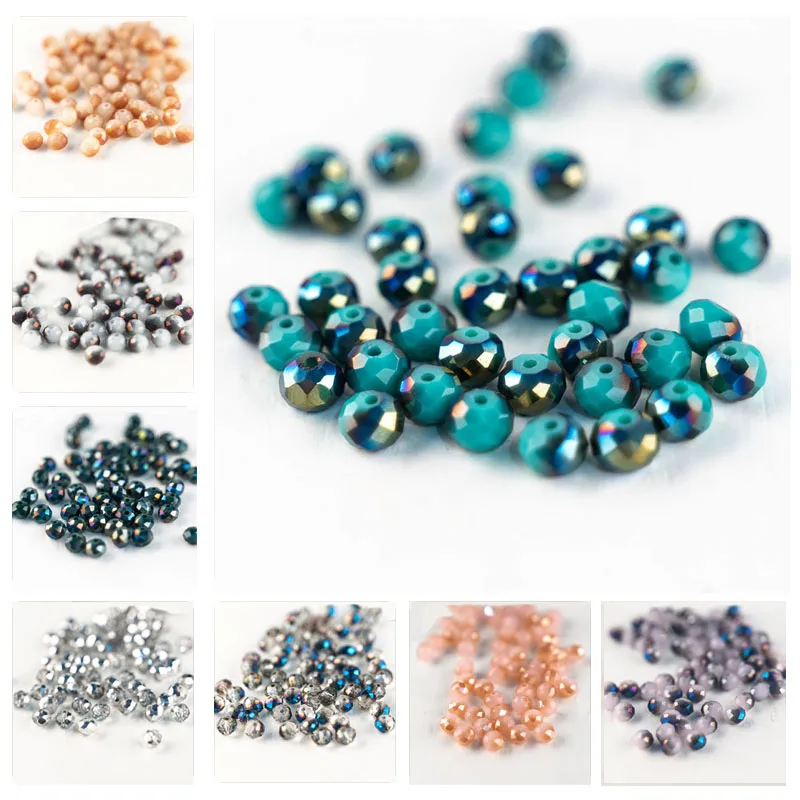 

MH fashionable semi-steel polychrome glass beads 3*4mm 4*6mm 6*8mm cut crystal glass beads various jewelry DIY prod