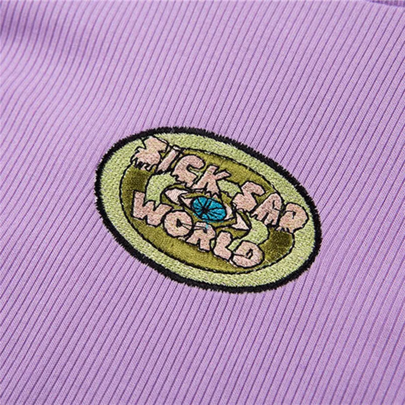 Casual Slim T Shirt Women Long Sleeve Tees Shirt Letter Embroidery T Shirt Turtleneck Autumn Purple Fashion T-shirt New 40DE24 (2)