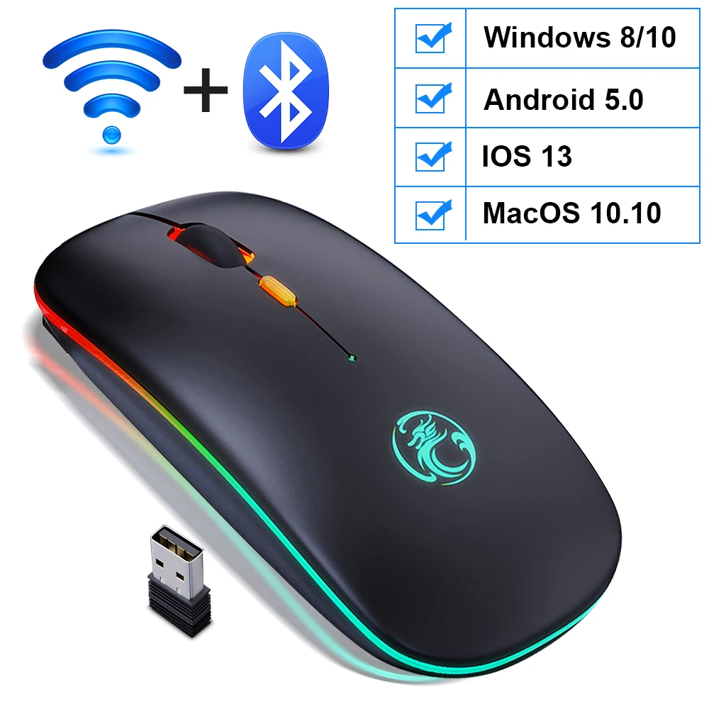 small computer mouse Wireless Mouse Bluetooth RGB Mouse Computer Rechargeable Mause Silent Ergonomic USB Mice LED Backlit Gaming Mouse For Laptop PC led gaming mouse Mice