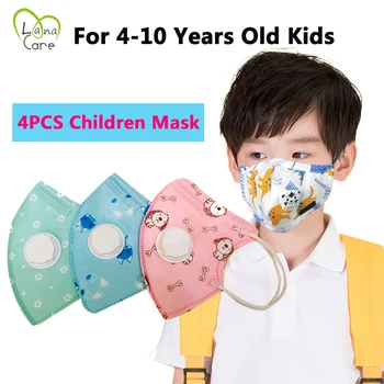 

4PCS For 4-12 Years old Children Mask 5-Layers Filters Reusable Adjustable Kids Mask Random Style for Boy/Girl