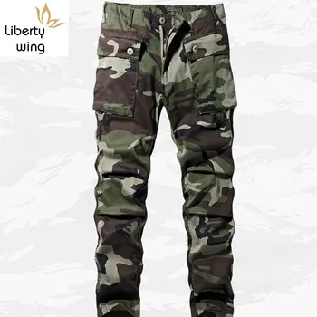 

Autumn Cargo Camouflage Printed Loose Straiht Zipper Fashion Long Trousers Waist Safari Style Pants Pockets Sweatpants
