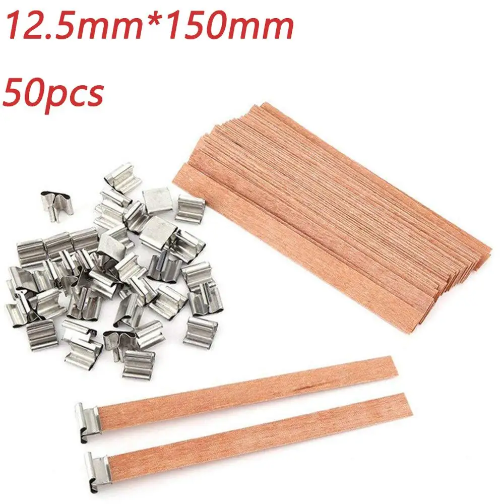 12.5mm150mm 50 шт. деревянный фитиль для свечей с вкладкой Sustainer подставки свеча фитиль ядро для DIY Ремесло Свеча делая поставки 6/8/9/10/12,5/13 мм - Цвет: 12.5mm150mm