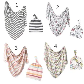 

Baby Bedding Clothing Newborn Baby Boy Girl Cotton Swaddle Wrap Blanket Sleeping Bag Swaddling Headband 2Pcs Sets