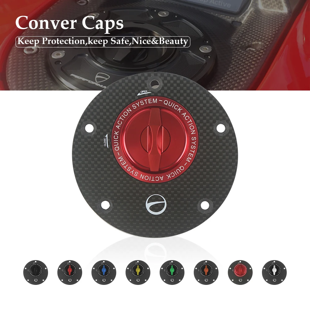 Motorcycle Quick Release Tank Carbon Fiber Fuel Gas Caps Keyless Cover