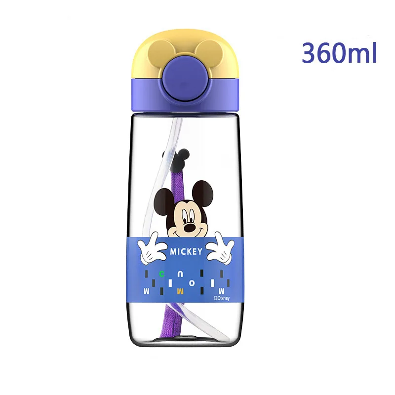 C Disney 360 мл детская бутылка для воды Микки и Минни Маус детские чашки девушка Портативный кормления Бутылка с соломинкой герметичные чашки воды - Цвет: C