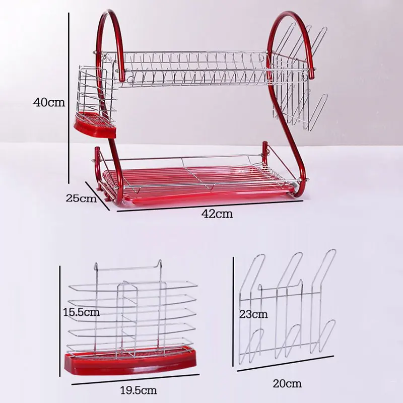 S-образная кисть сушилка для посуды набор 2-х уровневые Chrome пластины из нержавеющей столовые приборы посуда чашки слива лоток для мисок Кухня полка-корзина для хранения