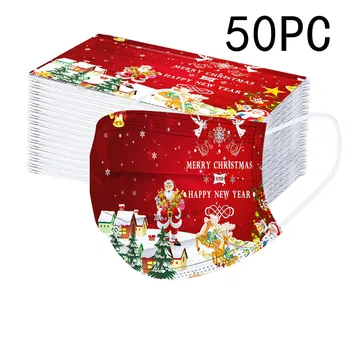 

50pc Christmas Snowman Santa Claus Masks For Protection Face Mask Disposable Earloop Protective Mask Mascarilla Mascarar