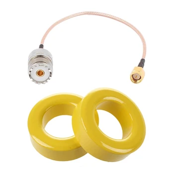 

2 Pcs 33x 19x 11mm Yellow White Iron Core Ferrite Rings Toroid with UHF Female to SMA Male SO239 UHF Connector Cable