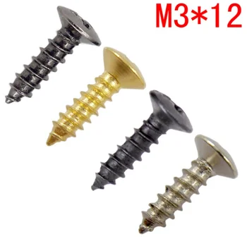 

50pcs/lot Wholesale 3*12mm Electric Guitar Bass Screws For Pickguard Back Plate Mount DIY Luthier Tool Pickguard Screws /100sets