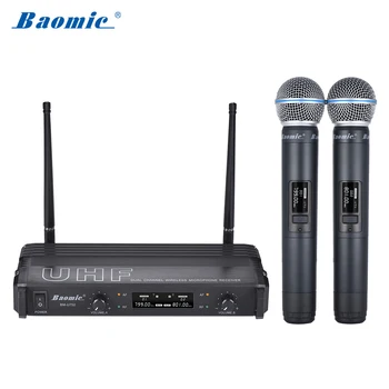 

Baomic B M-U752 Professional Dual Channel UHF Digital Wireless Handheld Microphone System 2 Mics & 1 Receiver for Karaoke Party