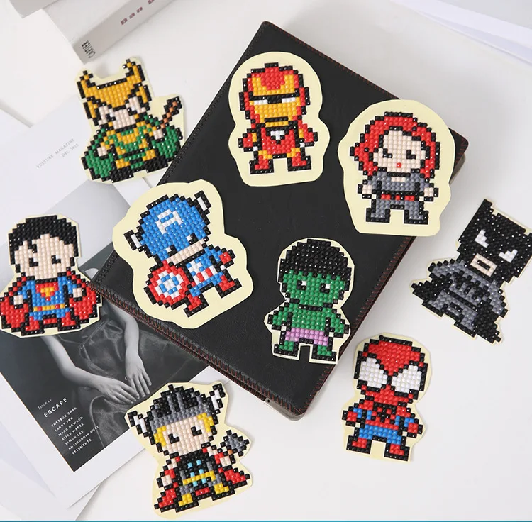 Детская Алмазная наклейка ручной работы DIY для изготовления детского сада Marvel Бесплатные наклейки s обучающий мультфильм полный кристаллов