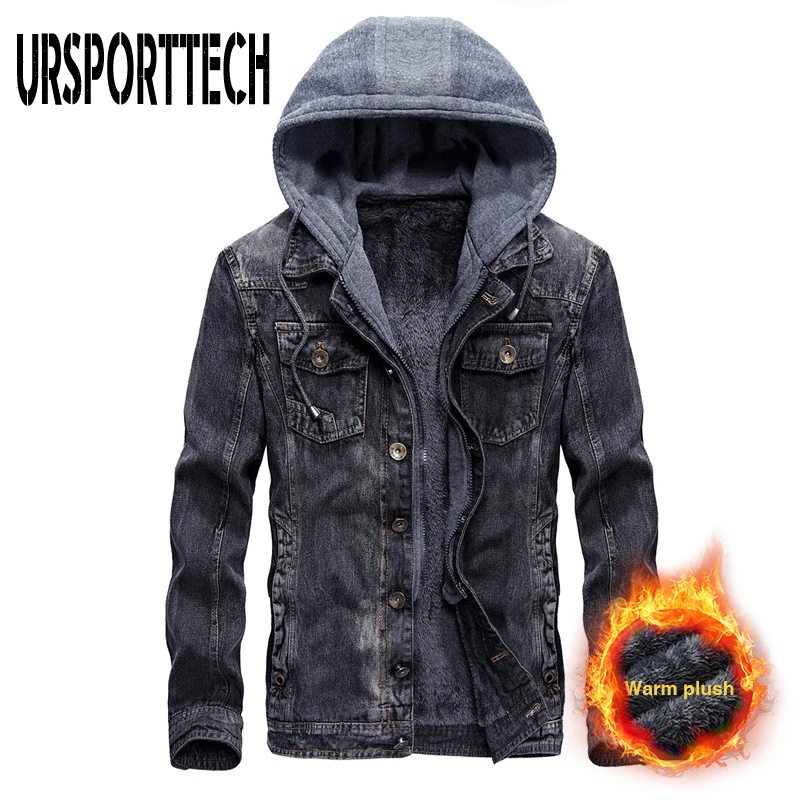 Hooded Denim Jackets Men | Fleece Coats Outwear | Denim Coats Outwear - Denim  Jacket Men - Aliexpress