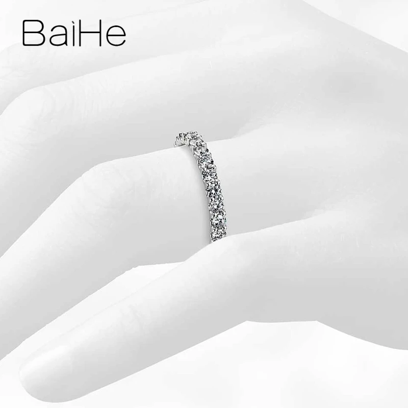 BAIHE, 18 К, белое золото, всего 0.93ct H/SI, Круглый,, натуральные бриллианты, обручальное, свадебное, женское, модное, ювелирное, подарочное кольцо