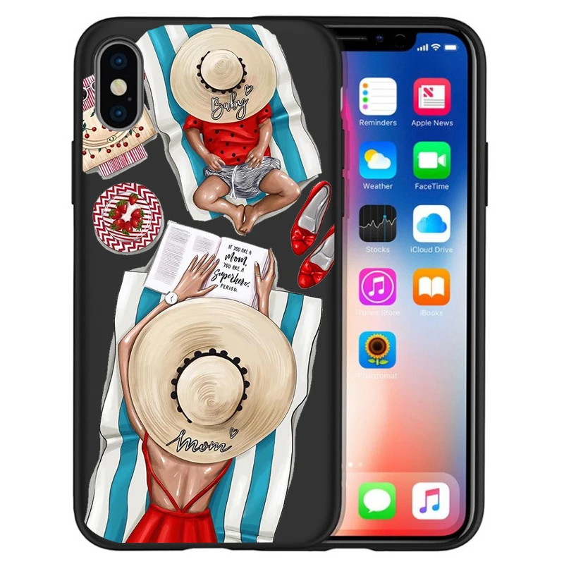 11 Модный чехол для телефона Super Mom baby girl для iPhone 11 Pro Max XS Max XR X 8 6S 7Plus 5s черный мягкий силиконовый чехол для телефона Etui - Цвет: 11