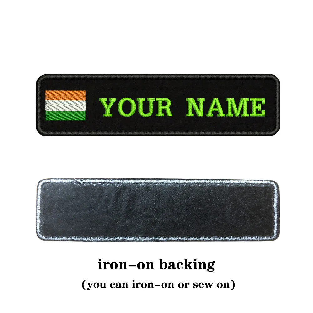 light green-iron on На заказ Вышивка индийский флаг имя заплатка с текстом 10 см* 2,5 см значок Утюг на или липучке Подложка для одежды брюки рюкзак шляпа - Цвет: light green-iron on