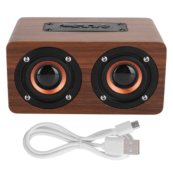 

Portable Wireless Bluetooth Dual Speaker Red Wooden Microphone Speaker Memory Card bluetooth speaker
