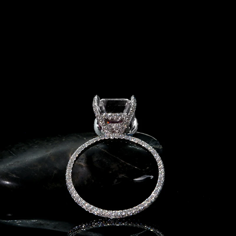 AEAW 4,0 карат Asscher разрезанный Муассанит лабораторный алмаз кольцо отличное соответствие кольцо для женщин твердое 10 к 14 к 18 к белое золото