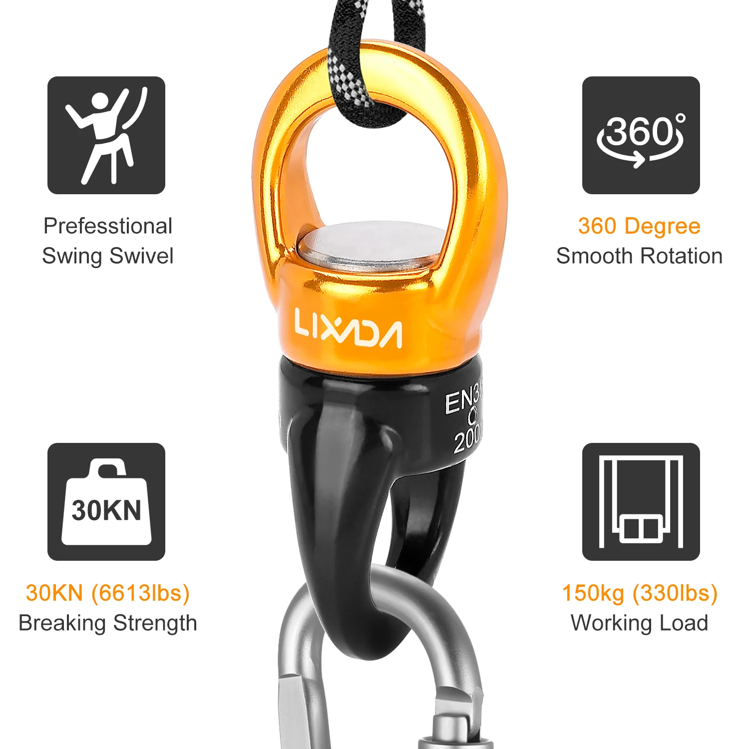 30KN Climbing Carabiner 8-Shaped Connecting Rotating Ring Rope Swivel Utility 30KN Climbing Carabiner 8-Shaped Connecting Rotating Ring Rope Swivel Utility