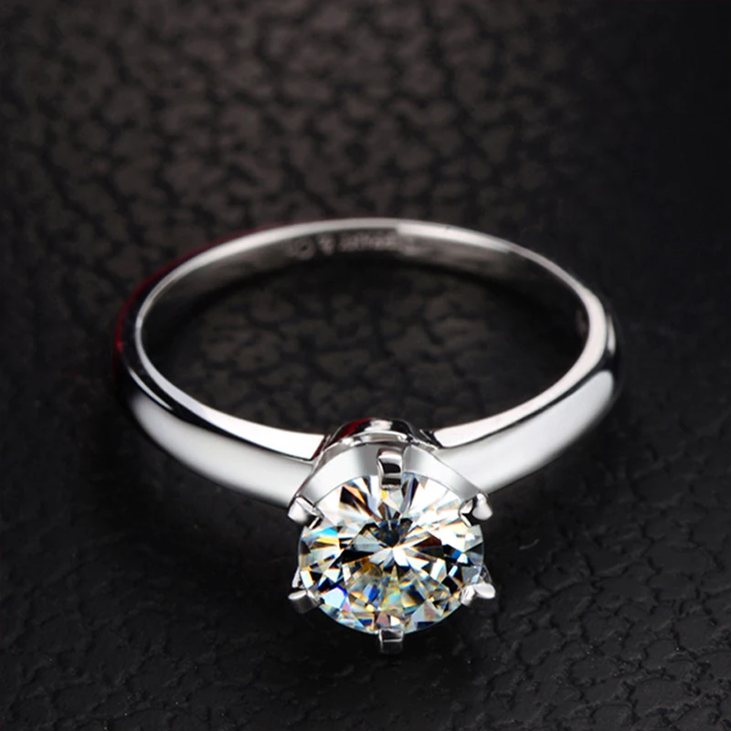 BOEYCJR 925 серебро 6 когти 1ct/2ct/3ct F цвет Moissanite VVS обручальное кольцо с национальным сертификатом для женщин