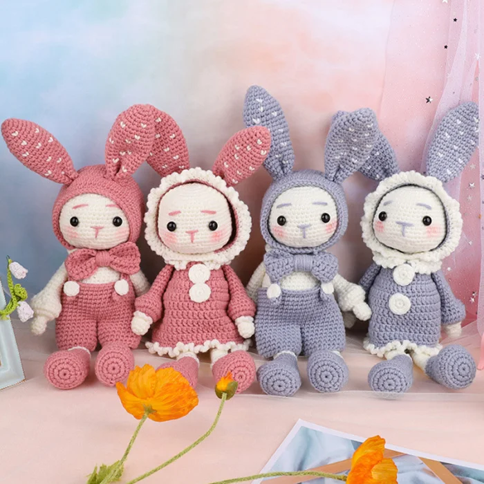 «Лучшее» ручной работы вязаные шерстяные куклы Материал пакет DIY длинные уши кролики ручной работы куклы 889