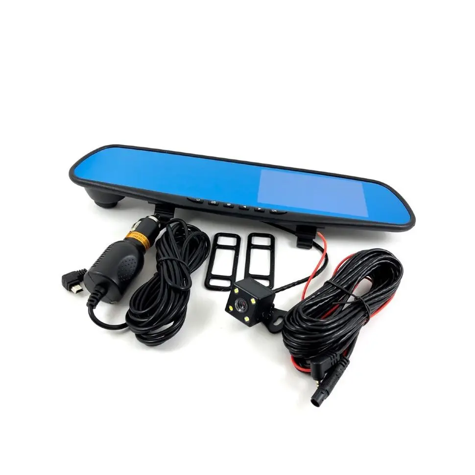 Coche DVR espejo vehículo blackbox DVR cámara de visión trasera con 5 pines HD y 4 luces, cable 6 m ► Foto 3/6