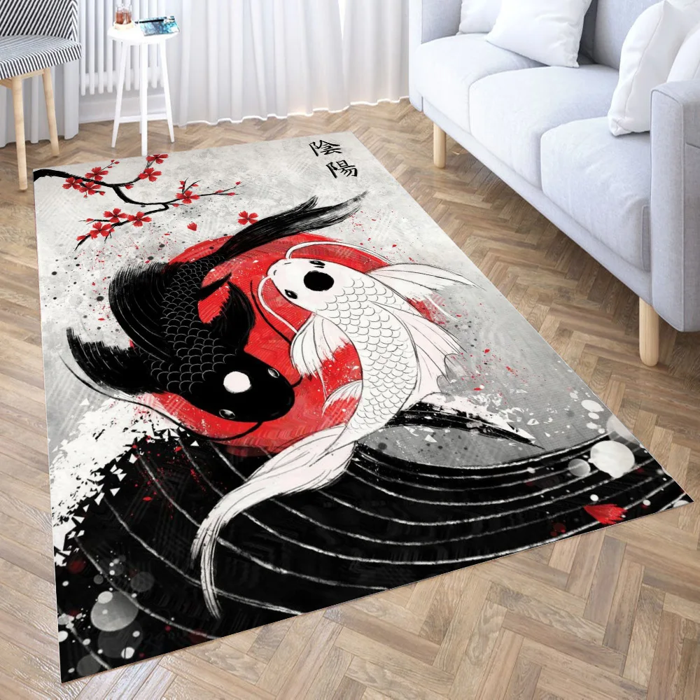Koi Fish Yin Yang RubyAr Carpet Decora Home Bedroom Kitchen Anti-slip Mat Rug Doormat Aisle Floor Bath Mats | Дом и сад