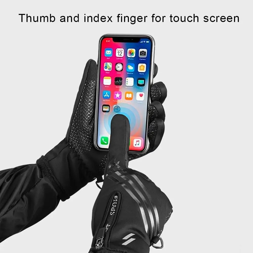 Зимние теплые перчатки с сенсорным экраном, Перчатки Mtb, черные водонепроницаемые ветрозащитные термальные перчатки для езды на велосипеде, бега, спорта на открытом воздухе