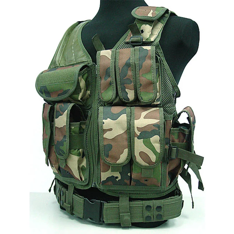 WL Военный тактический жилет Molle Pouch Combat Camouflage Vest Регулируемый Пейнтбол страйкбол штурмовой жилет с кобурой - Цвет: WL