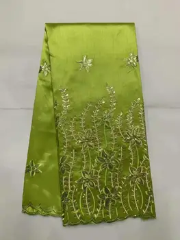 

High Quality green Sequins India George lace Material Sequined Embrodiered George Lace Fabric for Women Wedding B86