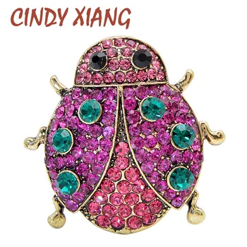 

CINDY XIANG Rhinestone Ladybug Brooches Small Cute Insect Pin Brooch Funny Beetle Jewelry 2 Colors Available Kids Accessories