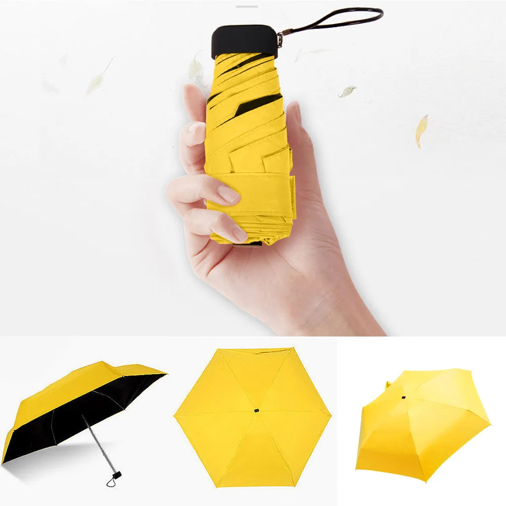 Мини карманный зонтик, портативный плоский дождливый зонтик, складной зонтик от солнца, мини-зонтик для женщин и девочек, дорожный дождевик