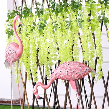 

12pcs/lot Artificial Silk Wisteria Flowers Vines hanging String Foliage Rattan Leaf Ivy Wall Wedding Arch Home Garden Decoration