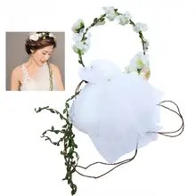 Ручной работы цветок, повязка на голову пляжный цветочный головной убор гирлянда аксессуар для волос с вуалью для свадебной фотосъемки