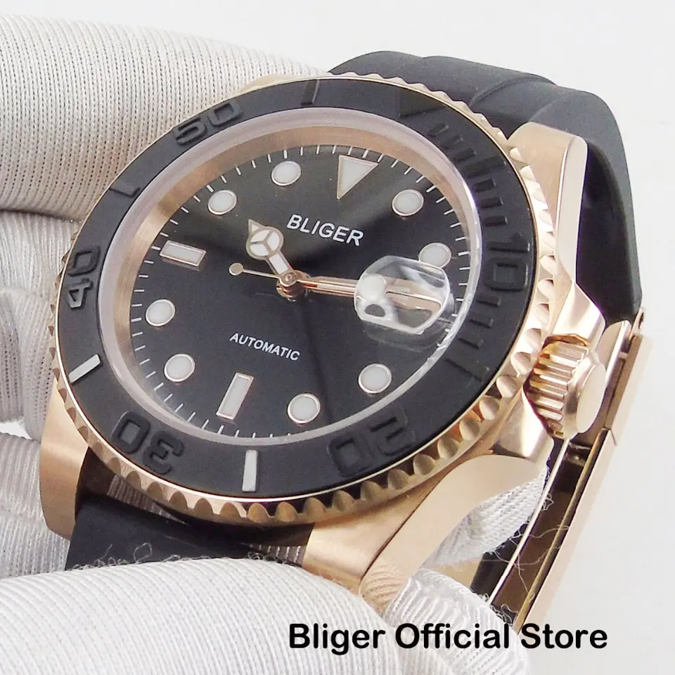 40 Mm Bliger Schwarz Steriles Zifferblatt Saphirglas GMT Automatikwerk