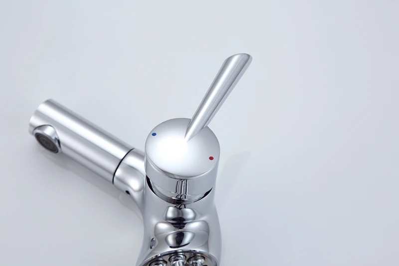 SHAI Basin Faucets Brass Chrome Modern Pull Out And Down Bathroom Faucet Kitchen Sink Faucet Toilet Mixer Tap Hot Cold Water