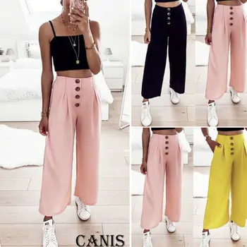 

Women 2019 Casual Loose Wide Leg Pant Elegant Women Fashion Style Taste Exquisite Pure Color Pants Female Female New Palace Pant