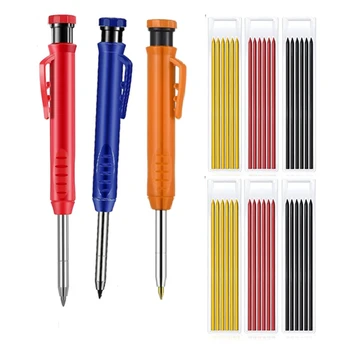 Promocja! 3 szt Ołówki stolarskie ołówki budowlane z ostrzałką i odprowadzeniami ołówki mechaniczne ołówki do rysowania Scribe tanie i dobre opinie NONE CN (pochodzenie) Carpenter Pencils Redblueorange
